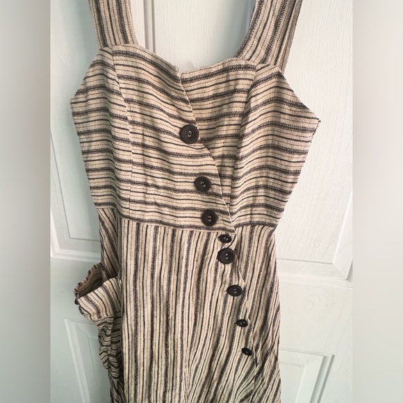 EVA FRANCO Dress SIZE 4P-NWT. Linen Blend Striped Button Front Midi Made in USA - Picture 5 of 14